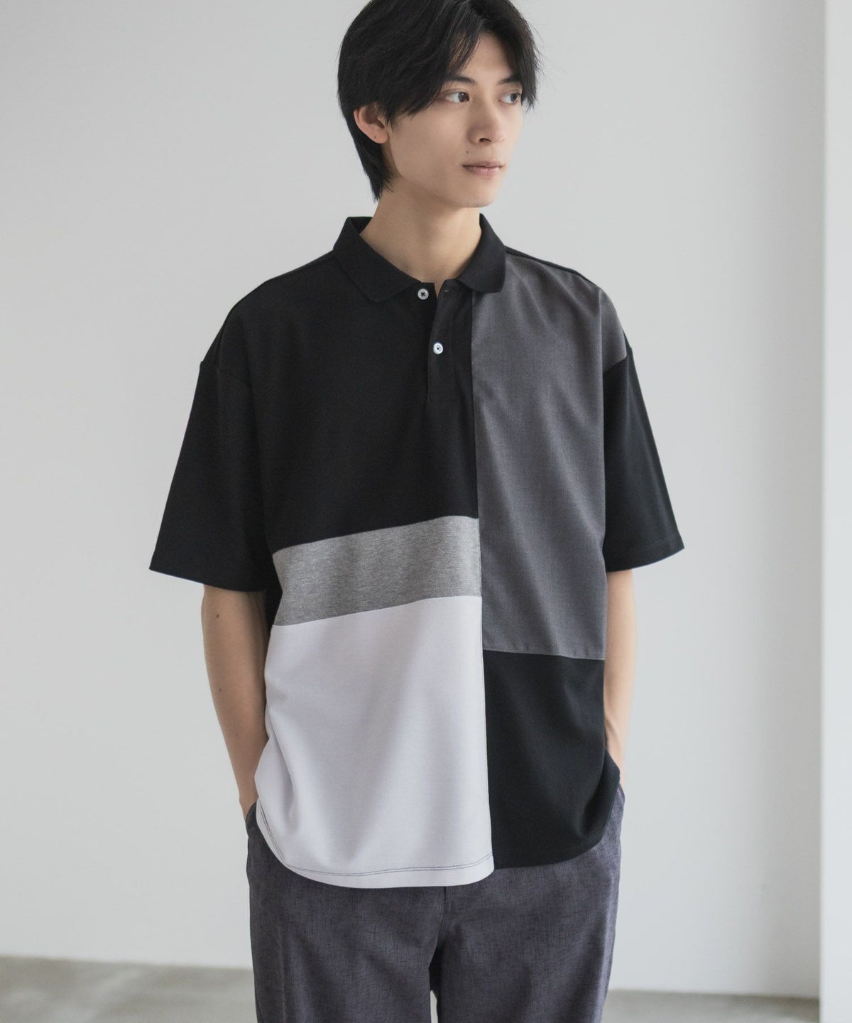 URBAN COLLECTION 鹿の子切替ポロシャツ メンズ