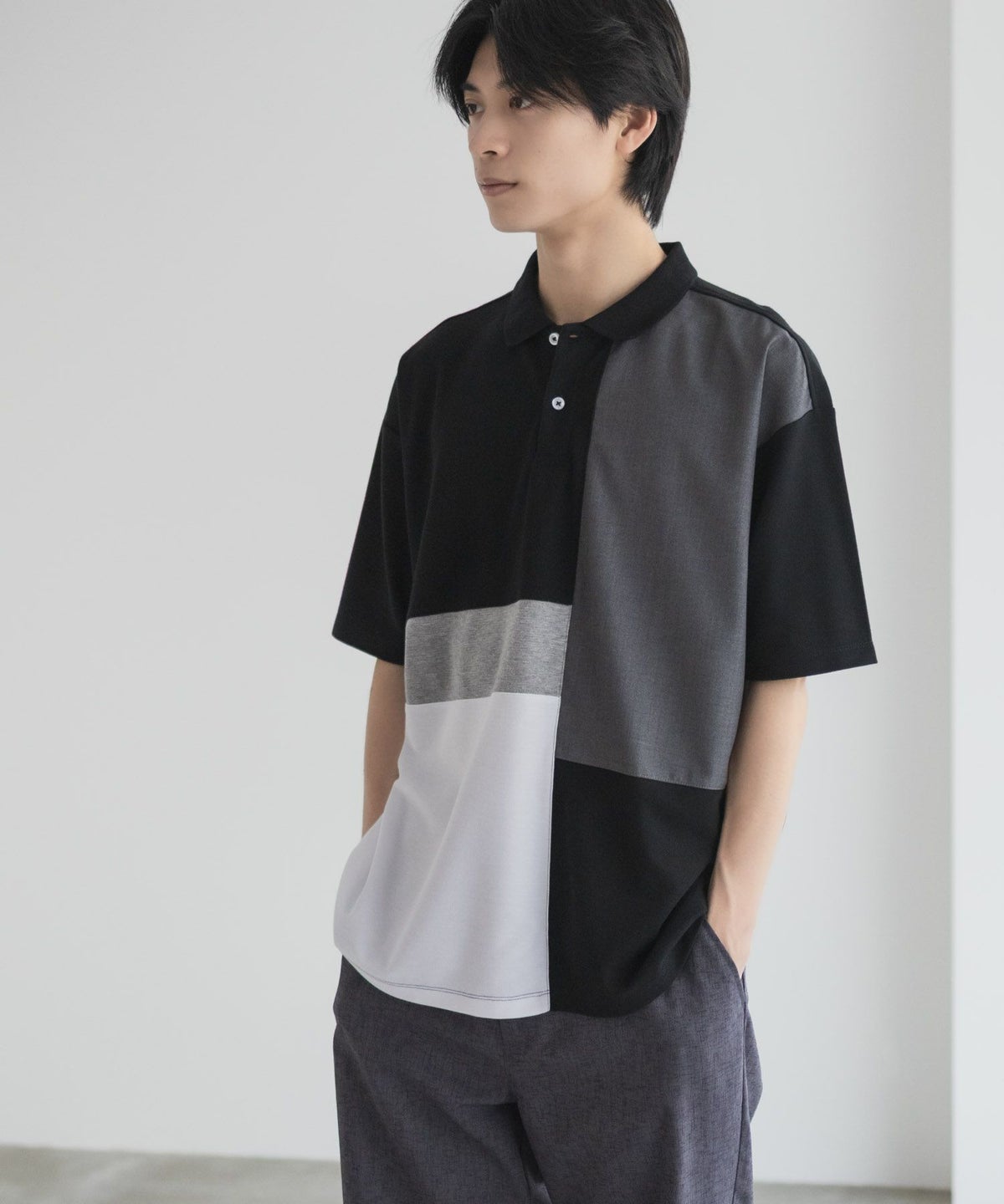 URBAN COLLECTION 鹿の子切替ポロシャツ メンズ