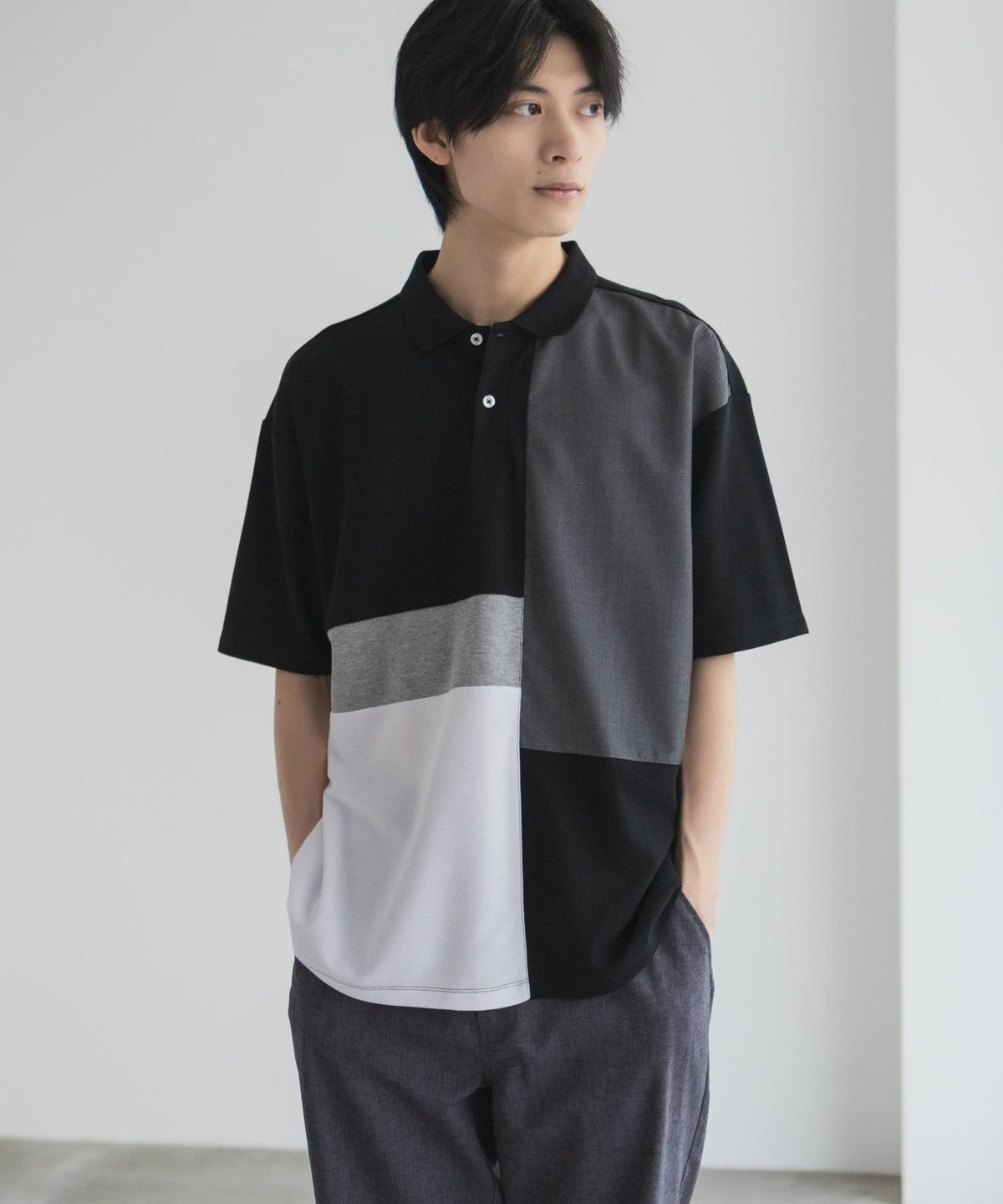 URBAN COLLECTION 鹿の子切替ポロシャツ メンズ