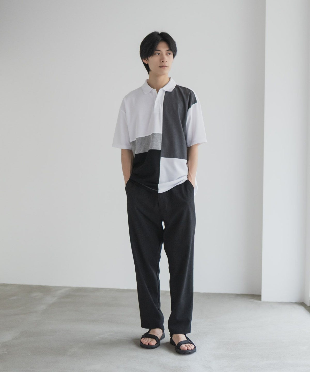 URBAN COLLECTION 鹿の子切替ポロシャツ メンズ