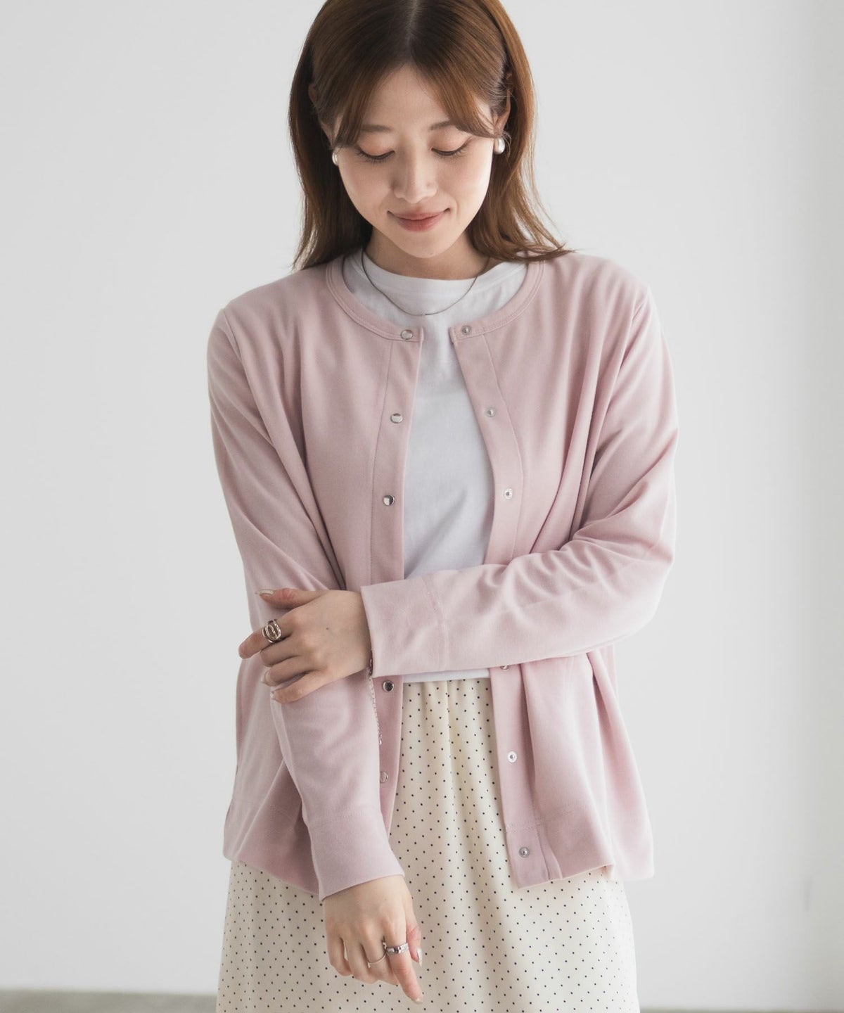 [期間限定価格]UVカット ドット釦カーディガン レディース