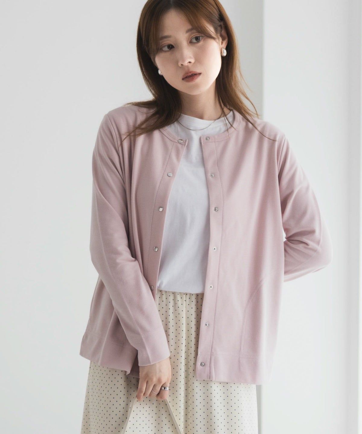 [期間限定価格]UVカット ドット釦カーディガン レディース