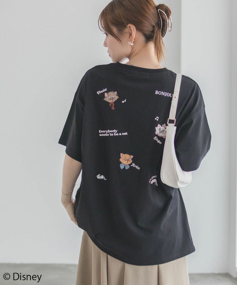 Disney マリー / ランダム刺繍Tシャツ レディース メール便 対応商品商品画像-6