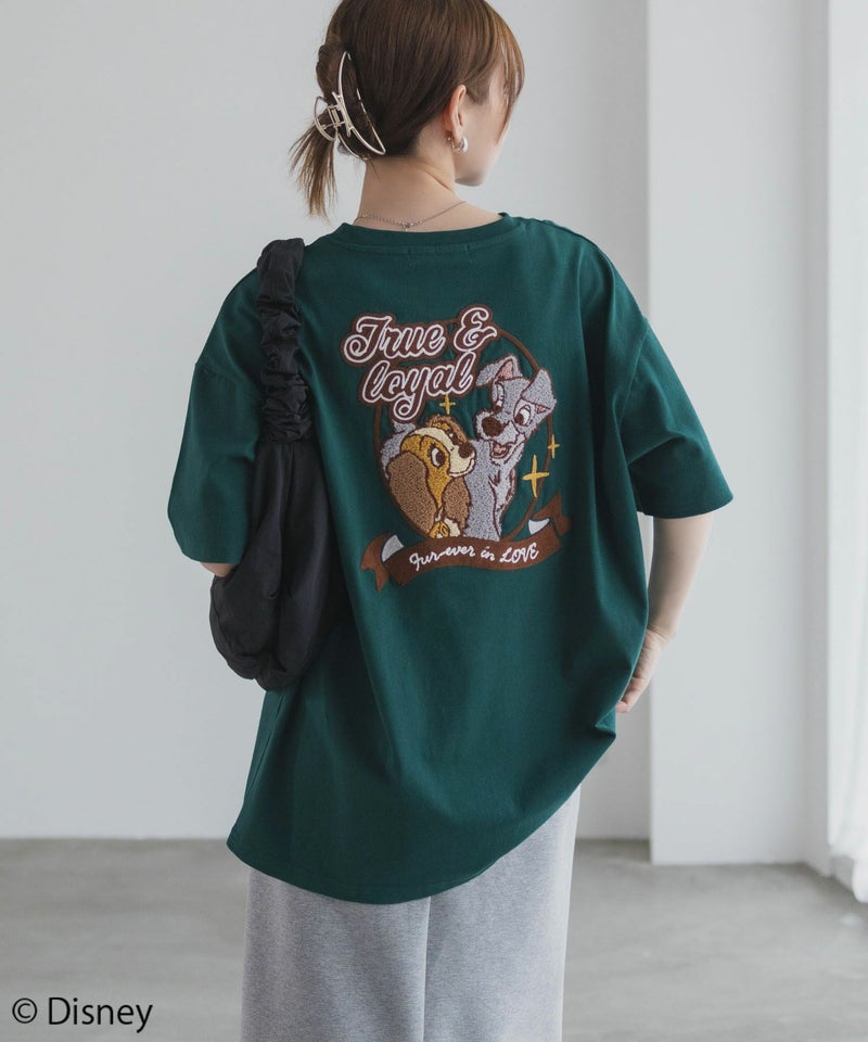 Disney わんわん物語 レディー&トランプ / サガラ刺繍Tシャツ レディース メール便 対応商品商品画像-1