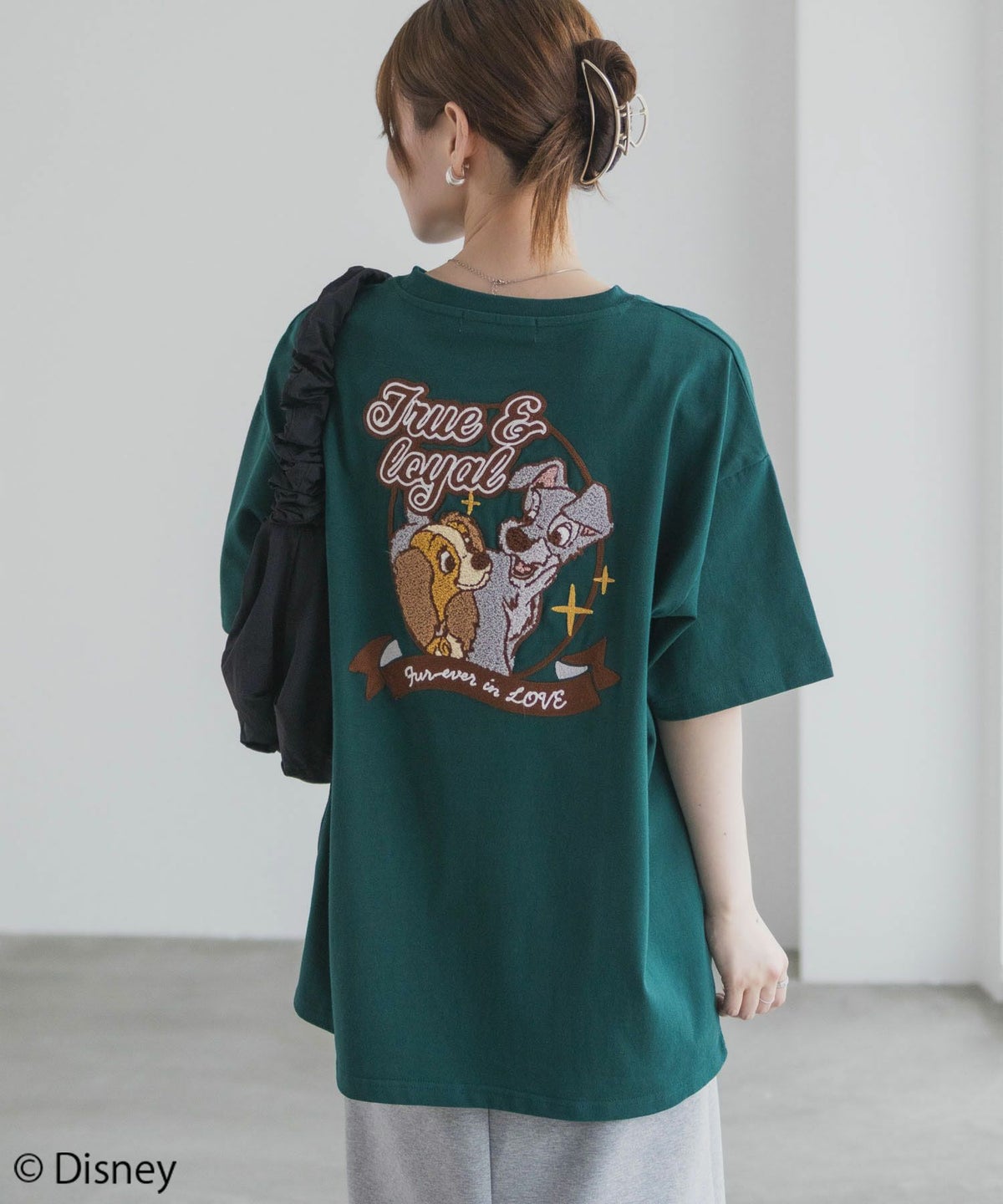 Disney わんわん物語 レディー＆トランプ / サガラ刺繍Tシャツ レディース ネコポス 対応商品