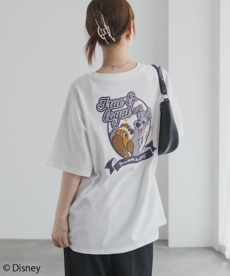 Disney わんわん物語 レディー&トランプ / サガラ刺繍Tシャツ レディース メール便 対応商品商品画像-16