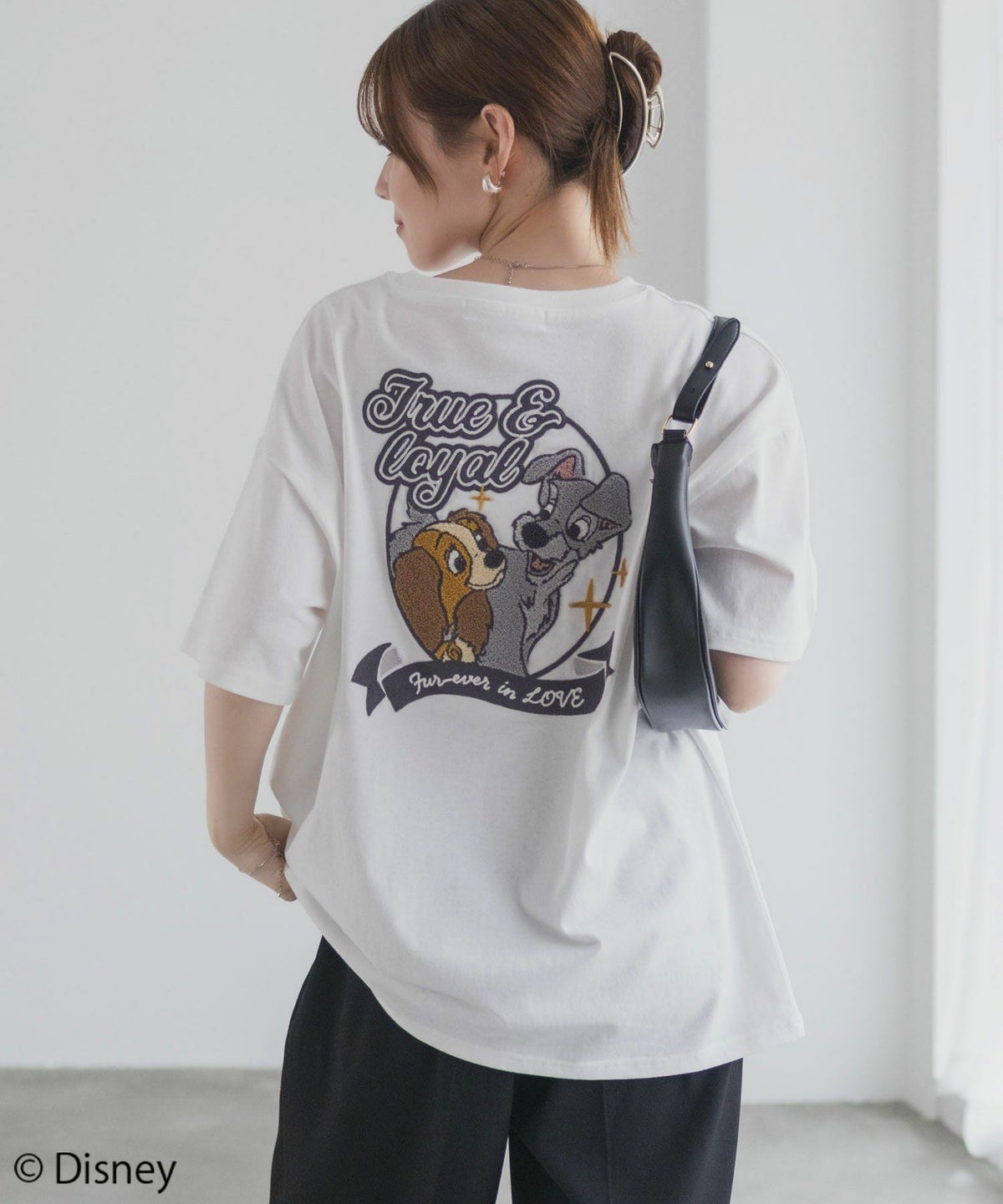 Disney わんわん物語 レディー＆トランプ / サガラ刺繍Tシャツ レディース ネコポス 対応商品