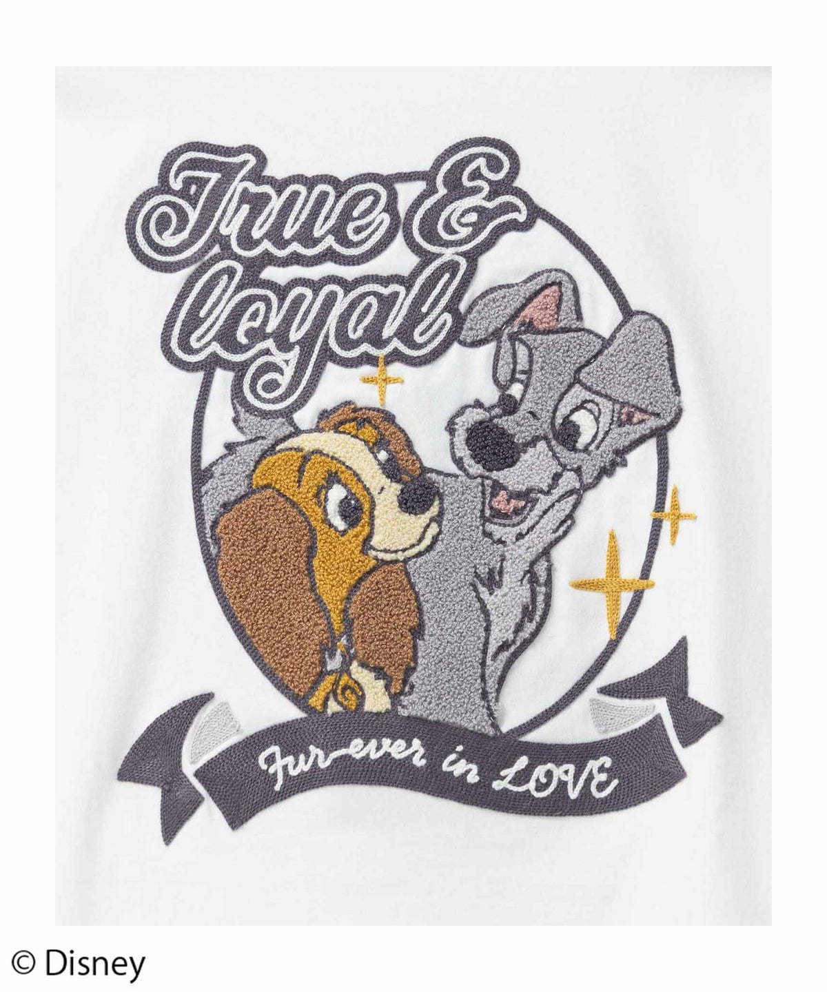 Disney わんわん物語 レディー＆トランプ / サガラ刺繍Tシャツ レディース ネコポス 対応商品