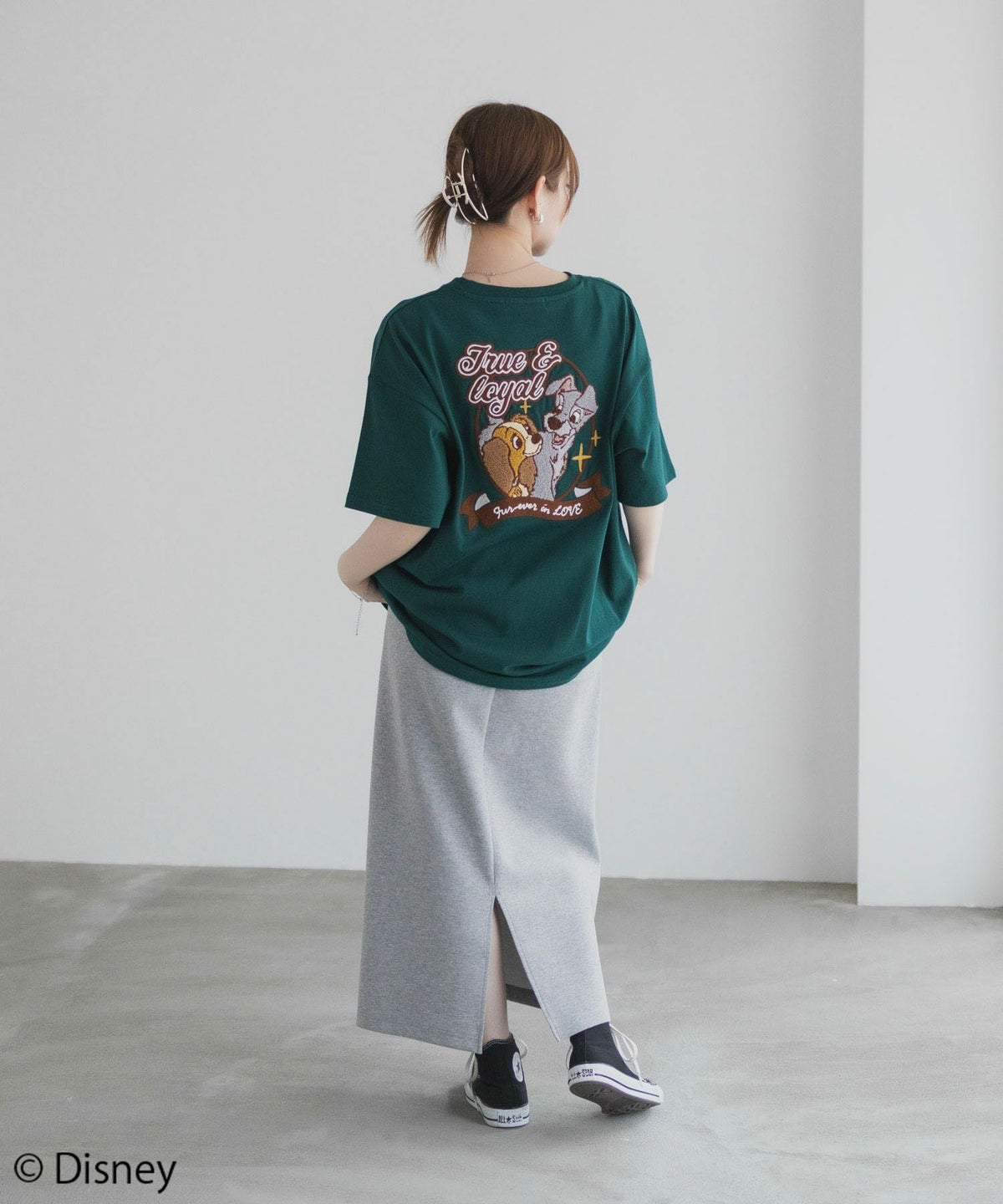 Disney わんわん物語 レディー＆トランプ / サガラ刺繍Tシャツ レディース ネコポス 対応商品