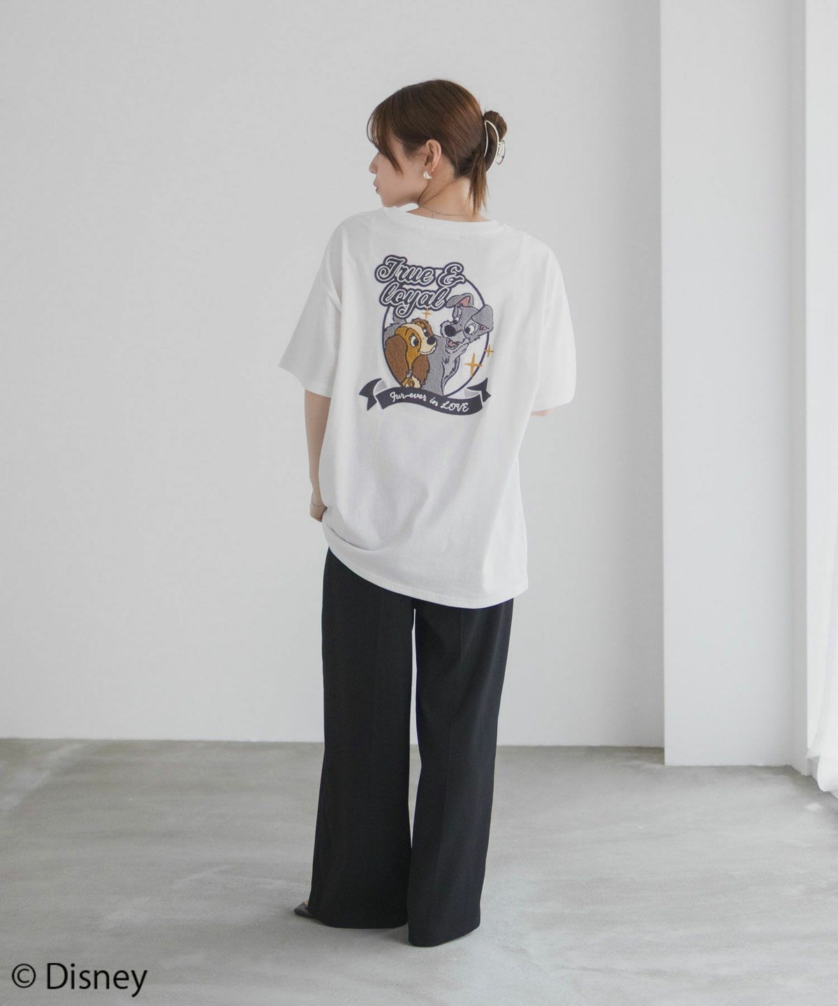 Disney わんわん物語 レディー＆トランプ / サガラ刺繍Tシャツ レディース ネコポス 対応商品