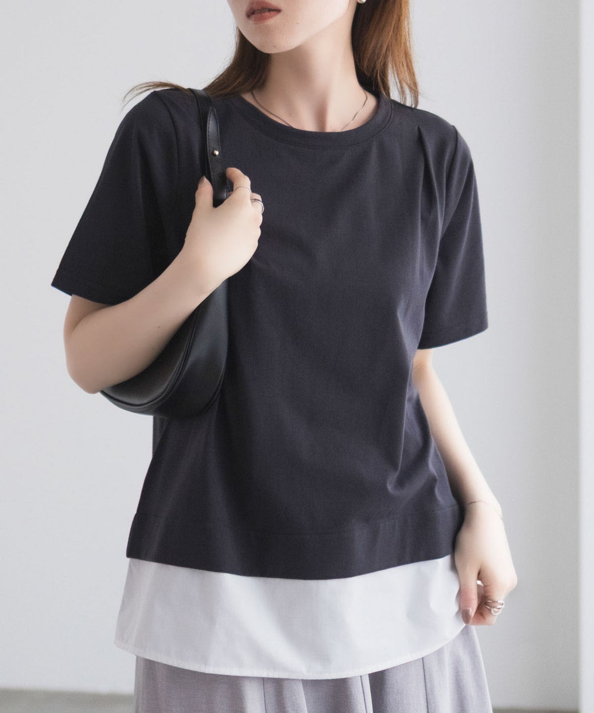 nAvy 時短 裾異素材切替プルオーバー レディース ネコポス 対応商品