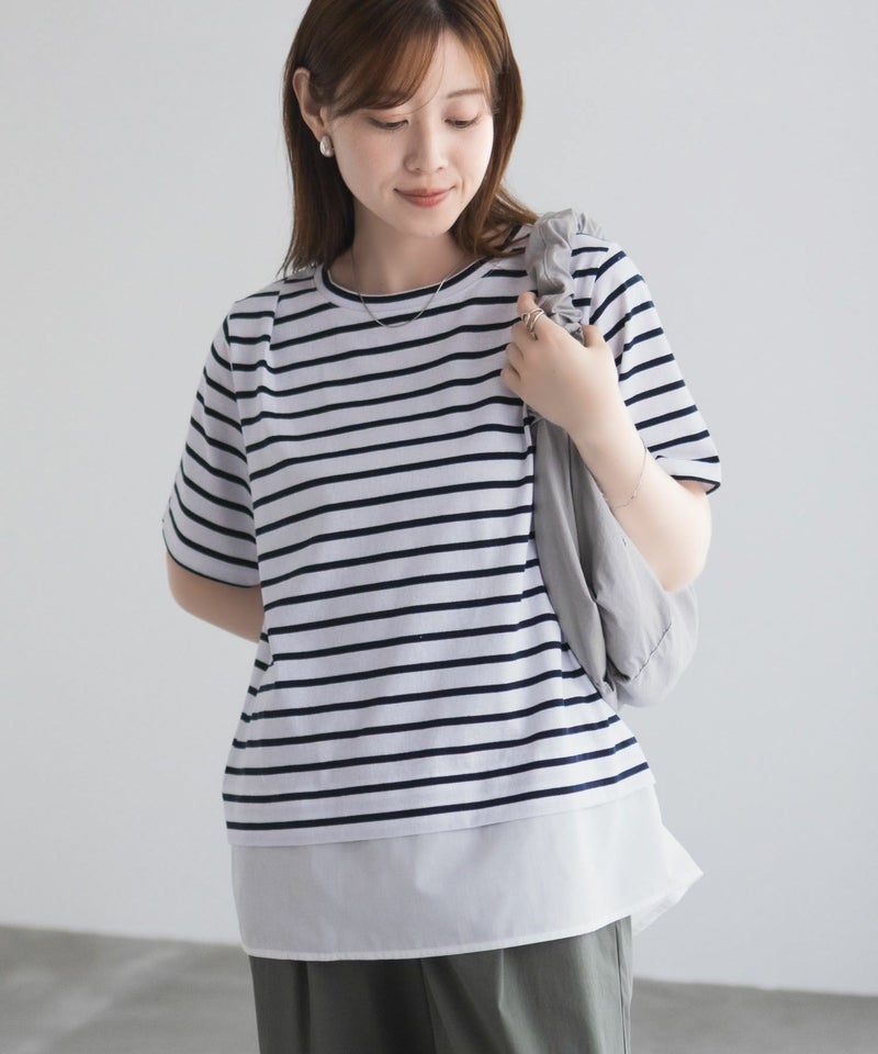 nAvy  時短 裾異素材切替プルオーバー レディース メール便 対応商品商品画像-5