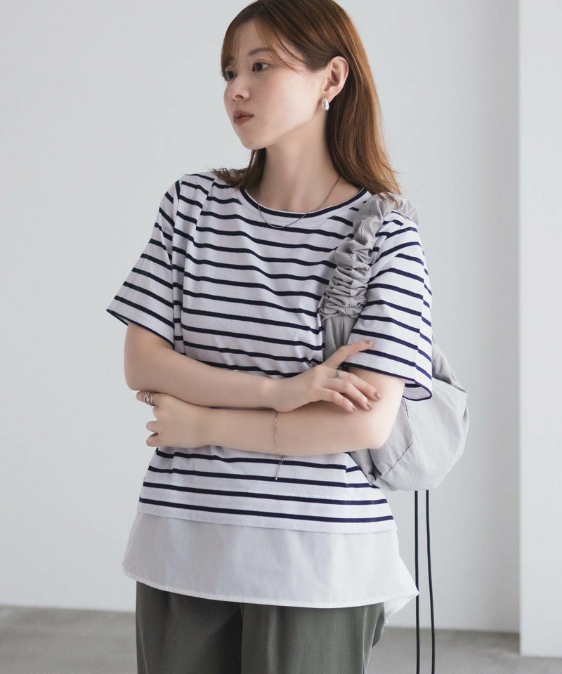 nAvy  時短 裾異素材切替プルオーバー レディース メール便 対応商品商品画像-7