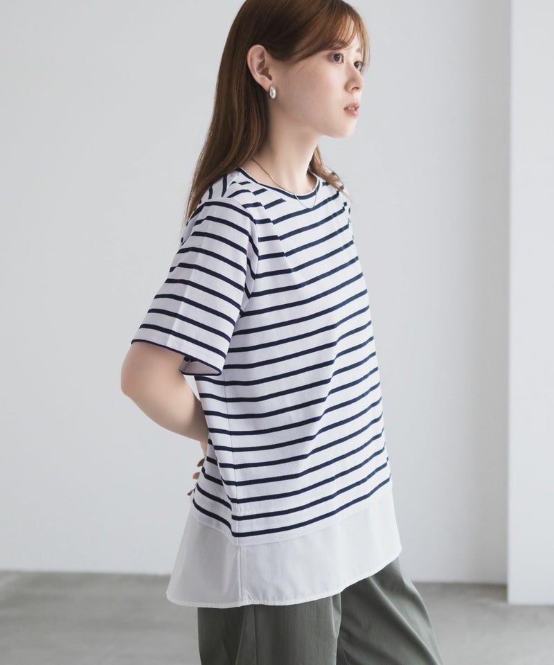 nAvy 時短 裾異素材切替プルオーバー レディース メール便 対応商品商品画像-8