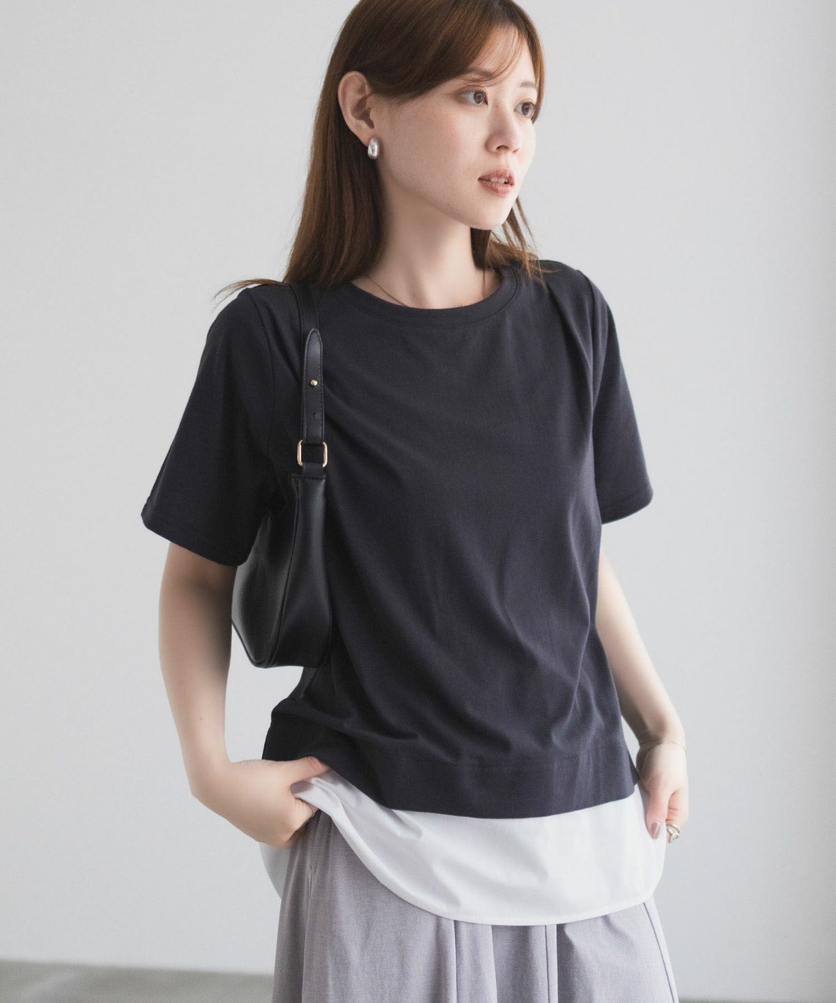 nAvy 時短 裾異素材切替プルオーバー レディース ネコポス 対応商品