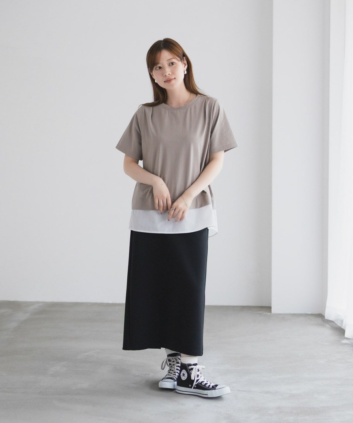 nAvy 時短 裾異素材切替プルオーバー レディース ネコポス 対応商品