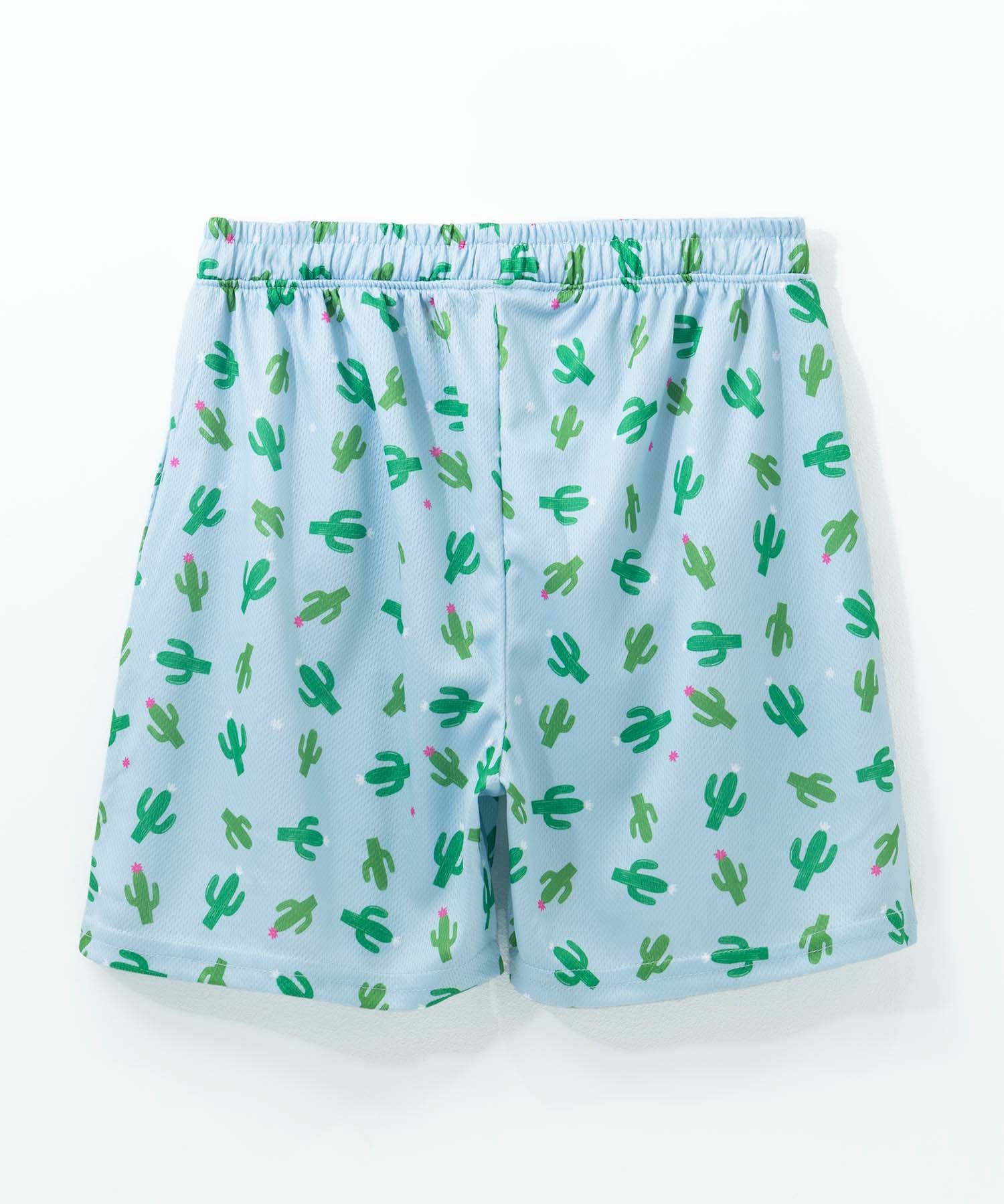 ショートパンツ Sサイズ 緑と青のパターン NAVY サボテン柄ショートパンツ キッズ
