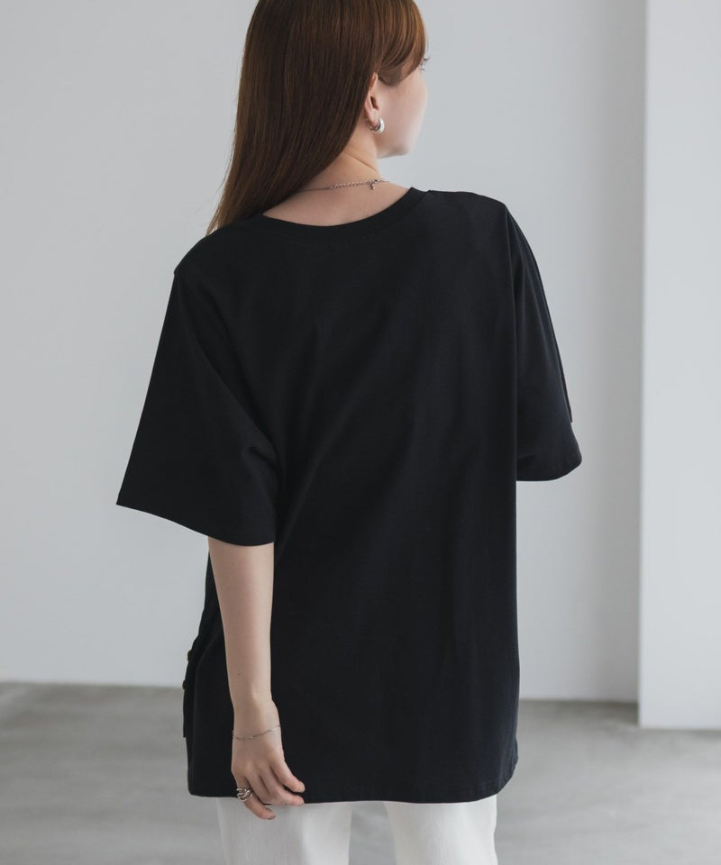 nAvy  裾ボタンオーバーTシャツ レディース メール便 対応商品商品画像-8