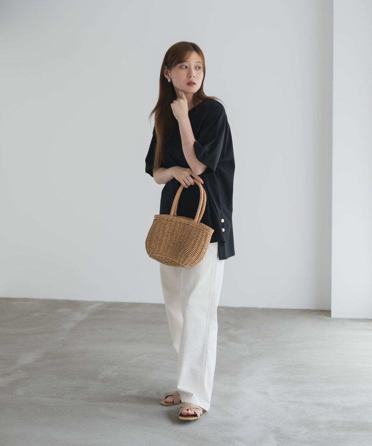 nAvy 裾ボタンオーバーTシャツ レディース ネコポス 対応商品