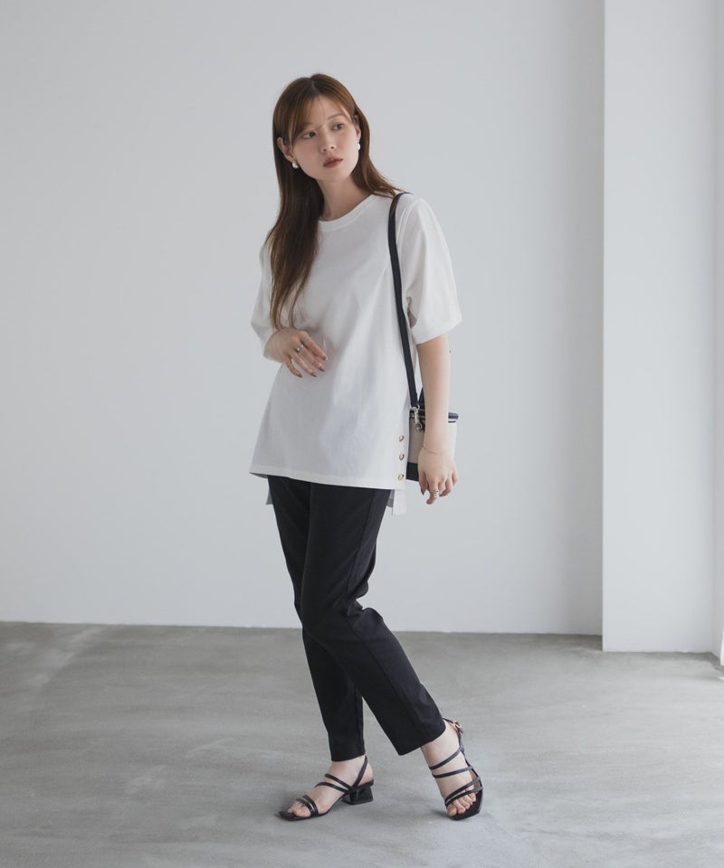 nAvy  裾ボタンオーバーTシャツ レディース メール便 対応商品商品画像-13