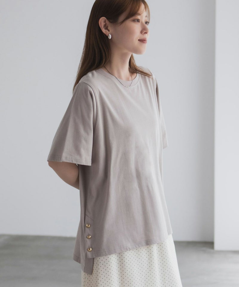 nAvy  裾ボタンオーバーTシャツ レディース メール便 対応商品商品画像-14