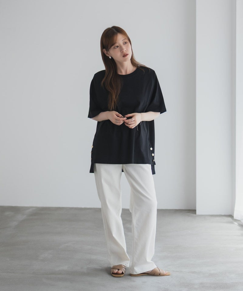 nAvy  裾ボタンオーバーTシャツ レディース メール便 対応商品商品画像-26