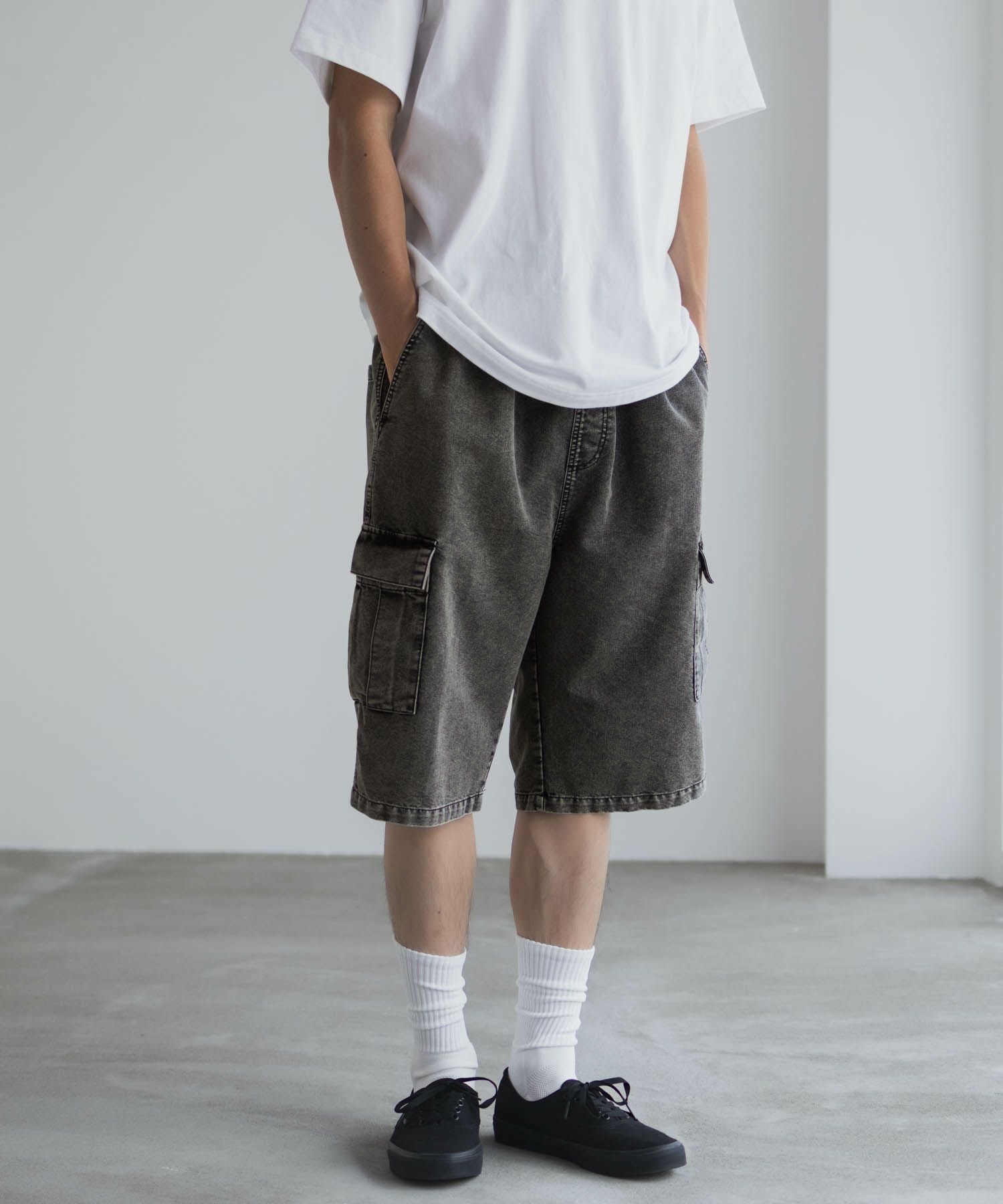 NAVY デニムカーゴショートパンツ メンズ