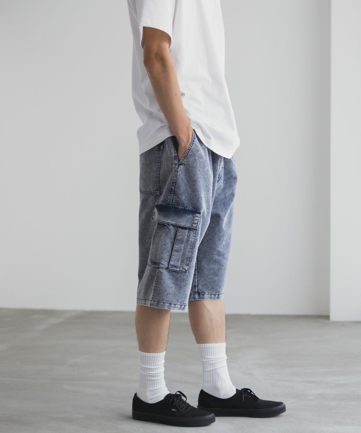 NAVY デニムカーゴショートパンツ メンズ