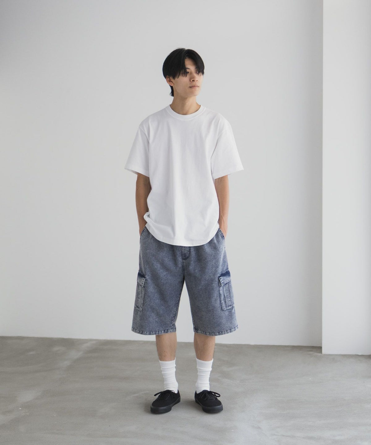 NAVY デニムカーゴショートパンツ メンズ