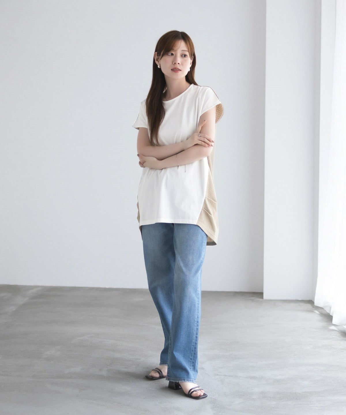 nAvy 異素材フレンチスリーブプルオーバー レディース ネコポス 対応商品