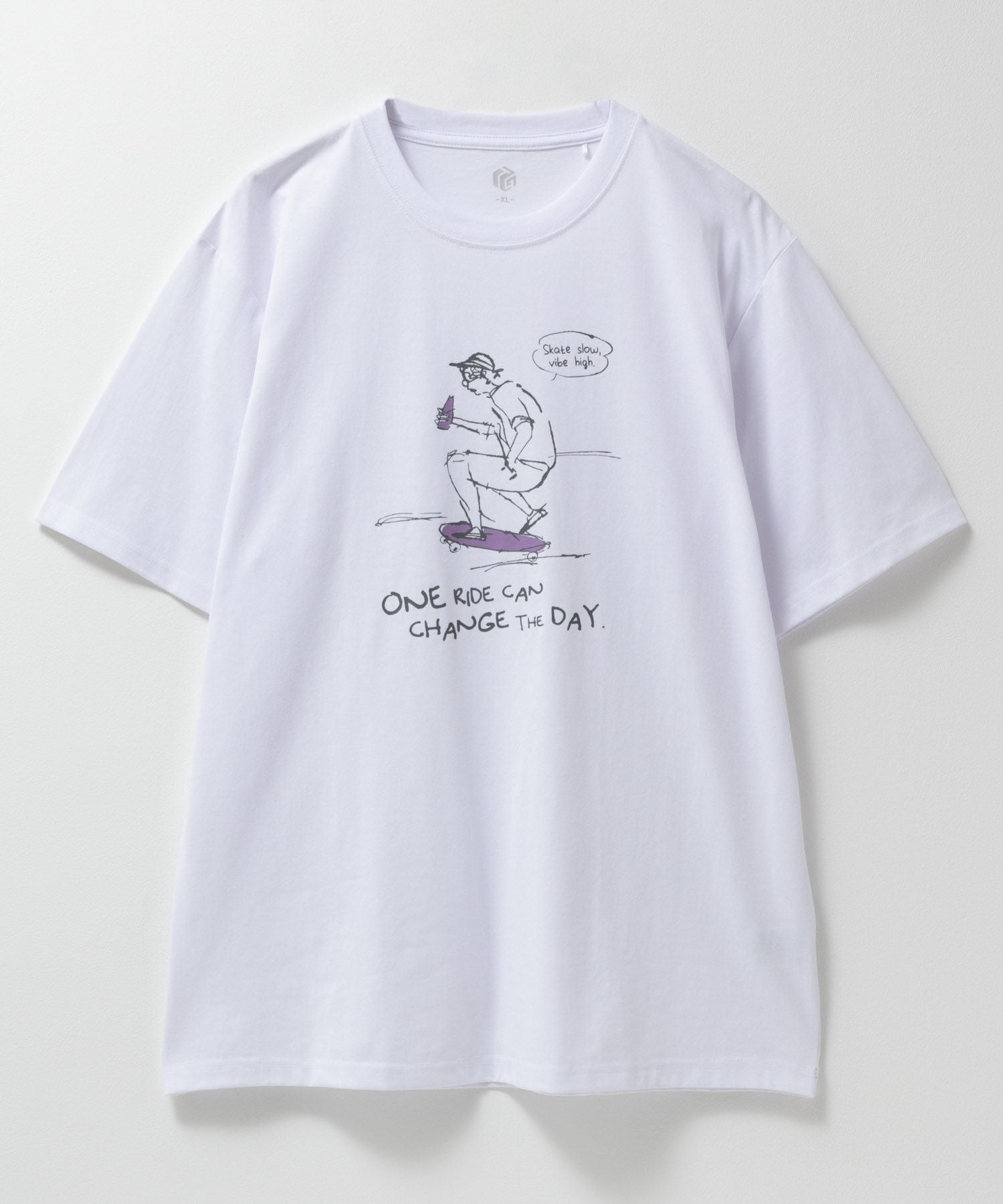 T-GRAPHICS エモラインアートプリント半袖Tシャツ メンズ