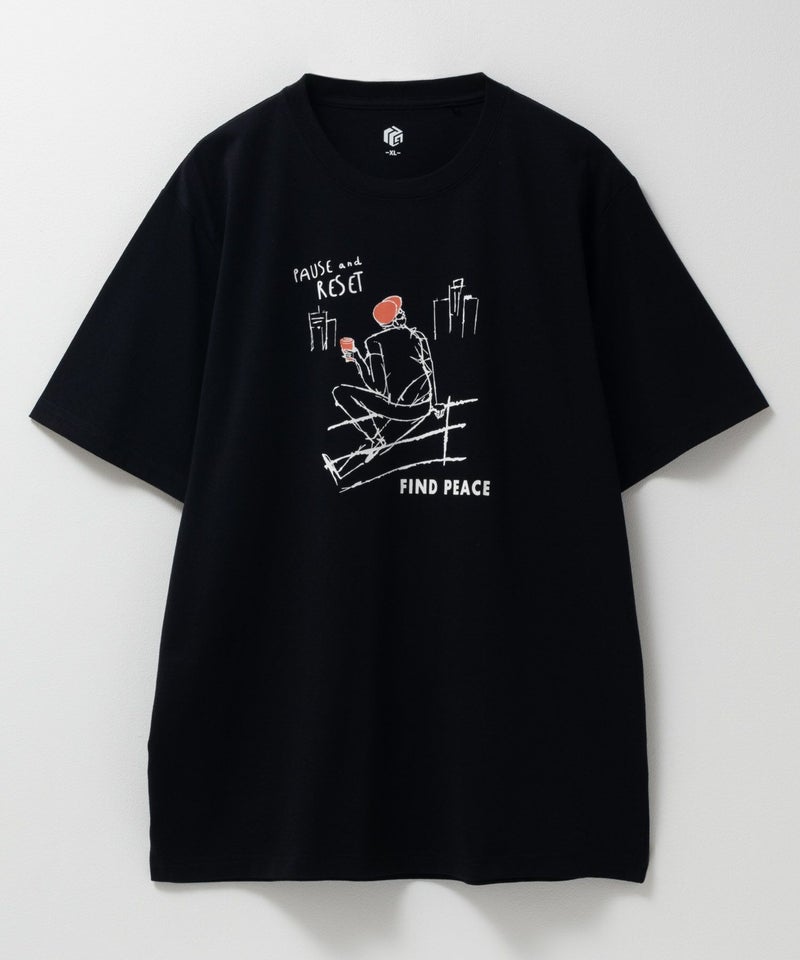 T-GRAPHICS エモラインアートプリント半袖Tシャツ メンズ メール便 対応商品商品画像-3