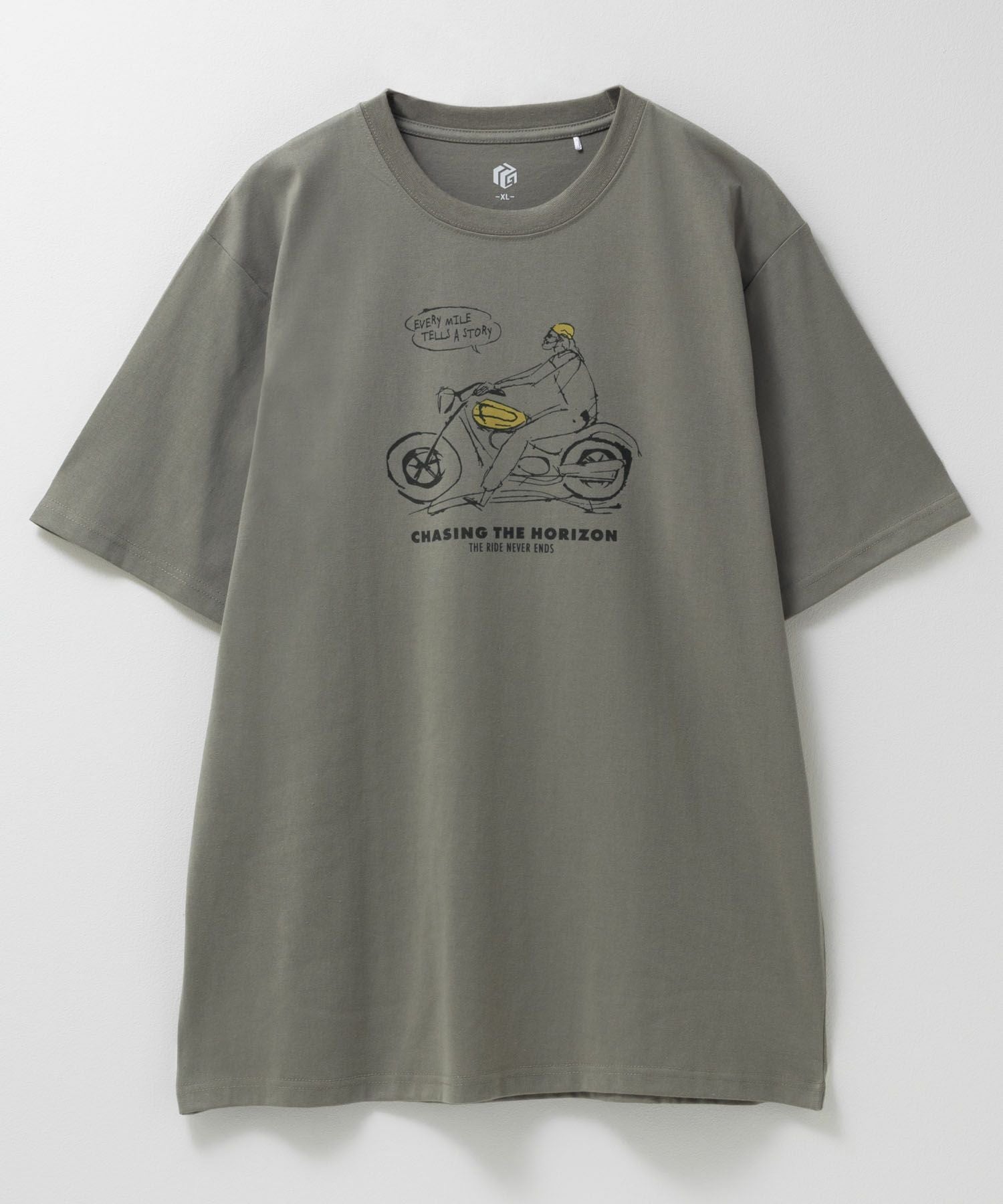 T-GRAPHICS エモラインアートプリント半袖Tシャツ メンズ