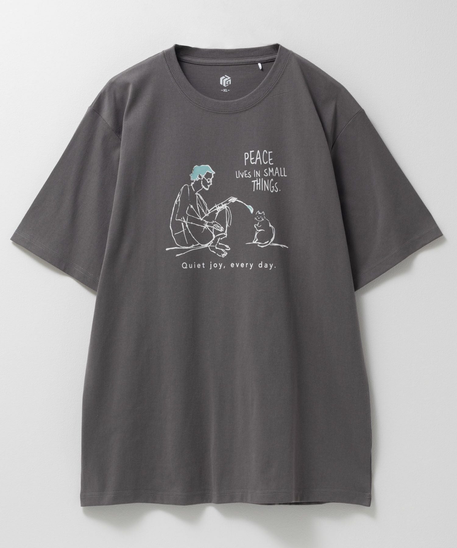 T-GRAPHICS エモラインアートプリント半袖Tシャツ メンズ