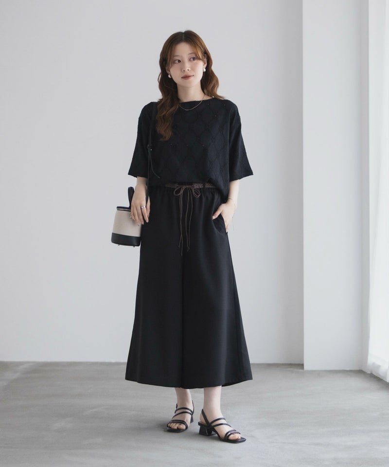 nAvy ベルト付きワイドクロップドパンツ レディース商品画像-10