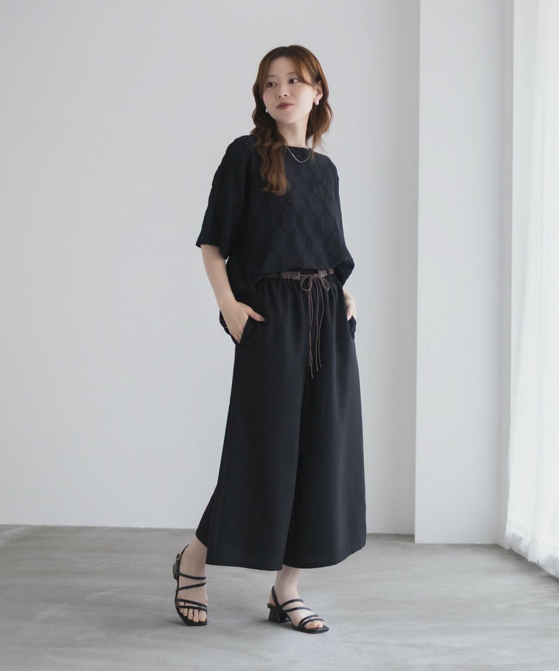 nAvy ベルト付きワイドクロップドパンツ レディース商品画像-33