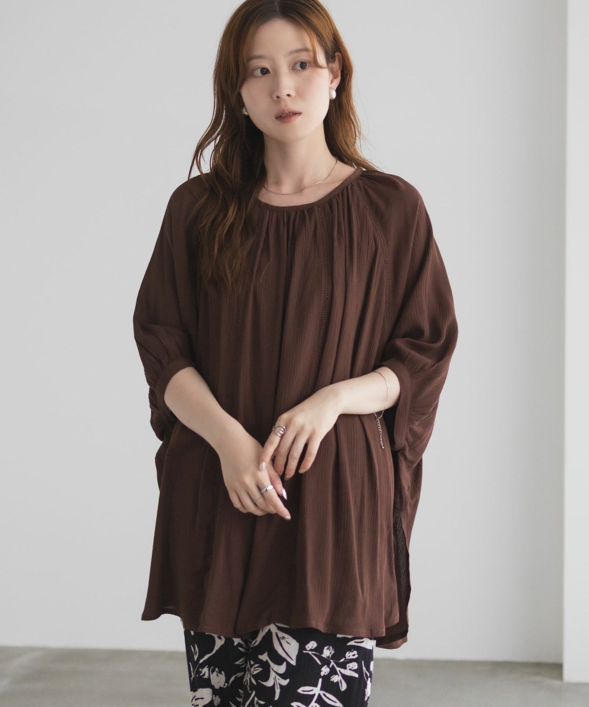 Howdy Marie インドファブリック ハシゴレースドルマンプルオーバー レディース