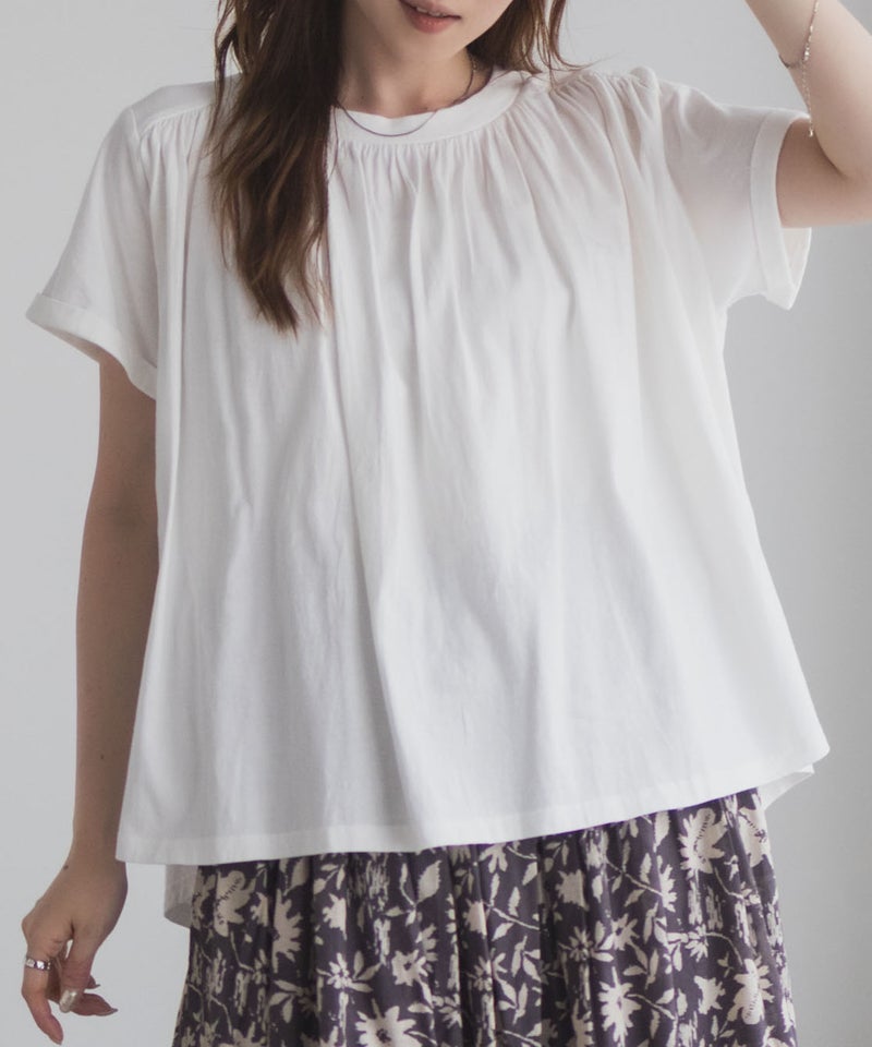 Howdy Marie  インドファブリック ギャザーTシャツ レディース メール便 対応商品商品画像-1