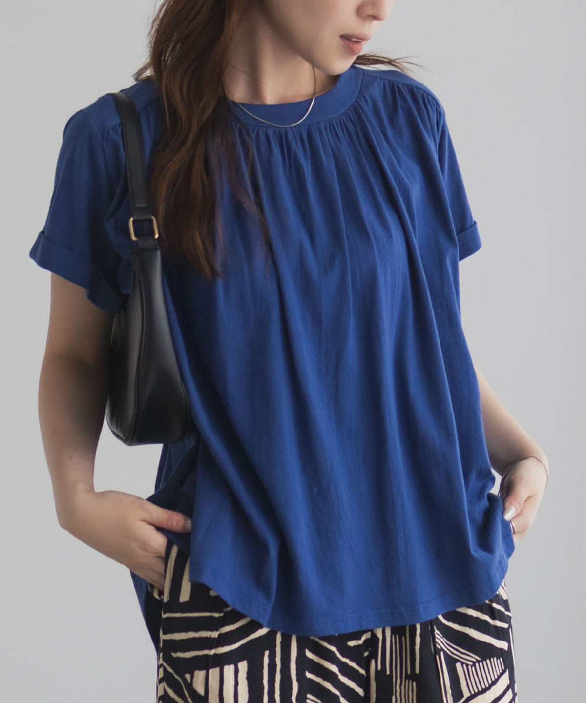 Howdy Marie インドファブリック ギャザーTシャツ レディース ネコポス 対応商品