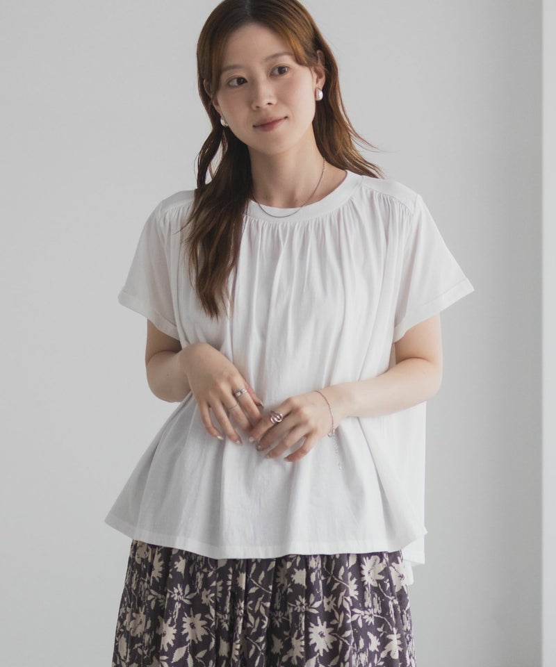 Howdy Marie インドファブリック ギャザーTシャツ レディース メール便 対応商品商品画像-4