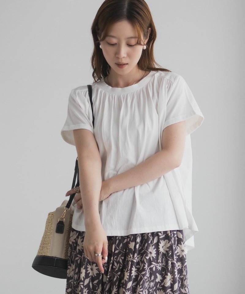 Howdy Marie インドファブリック ギャザーTシャツ レディース メール便 対応商品商品画像-5