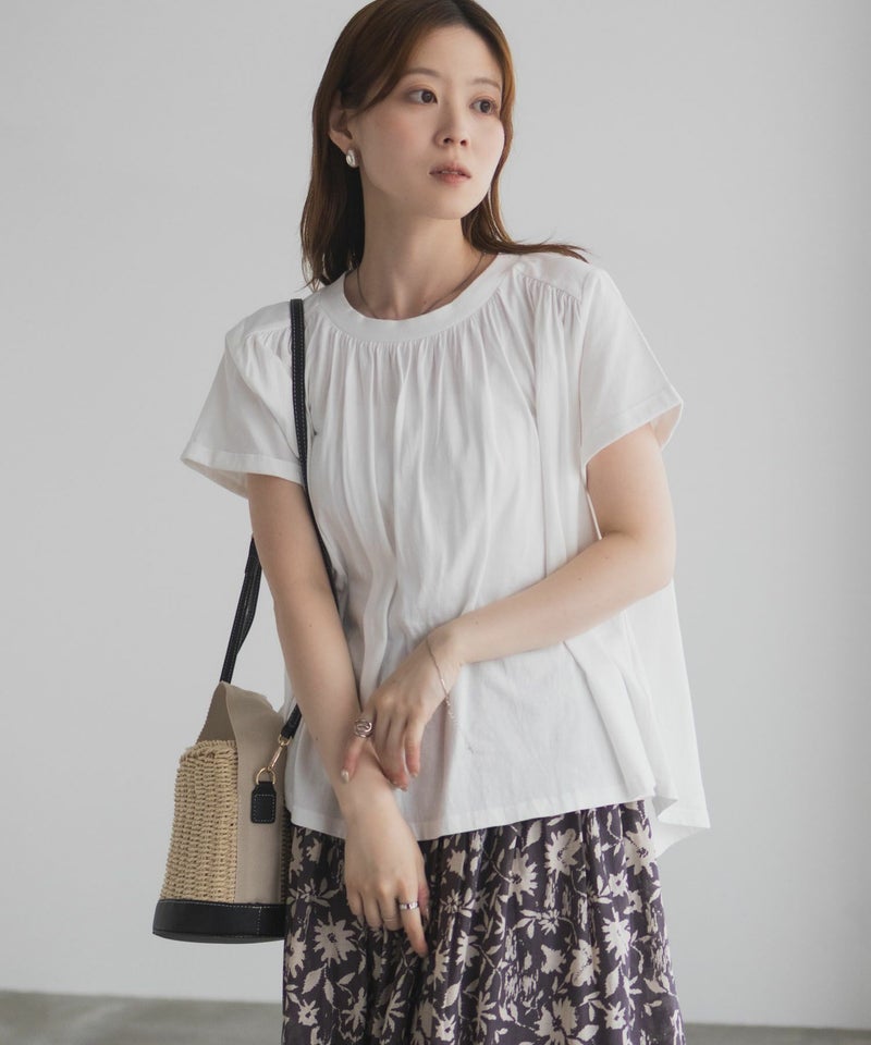 Howdy Marie インドファブリック ギャザーTシャツ レディース メール便 対応商品商品画像-7