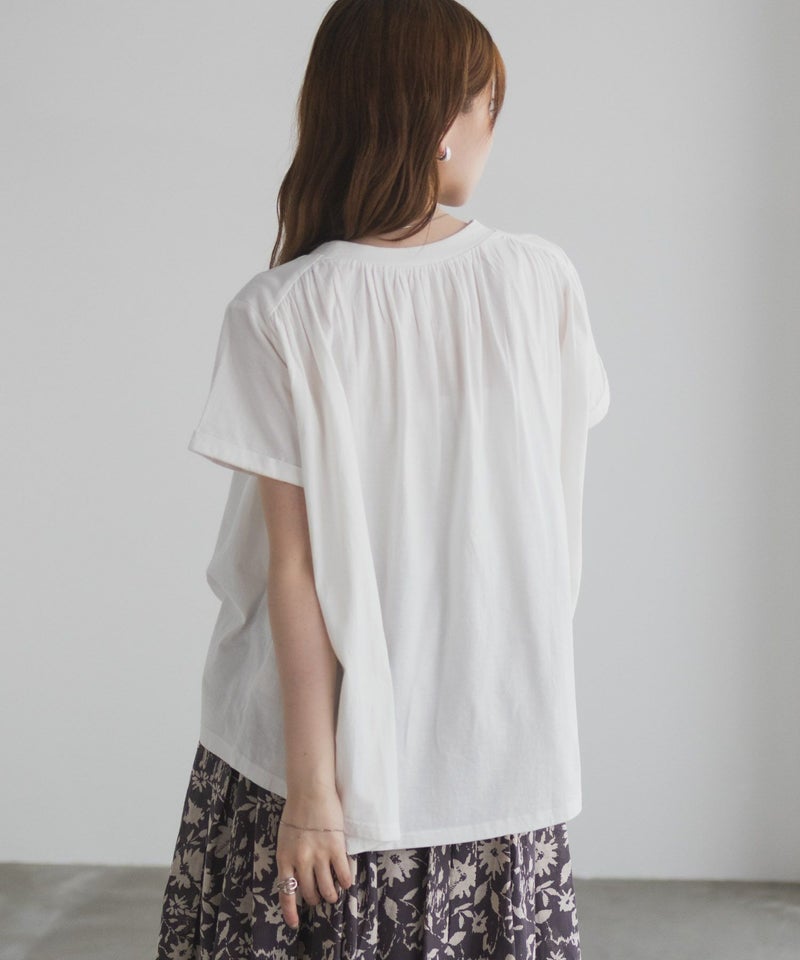 Howdy Marie インドファブリック ギャザーTシャツ レディース メール便 対応商品商品画像-9