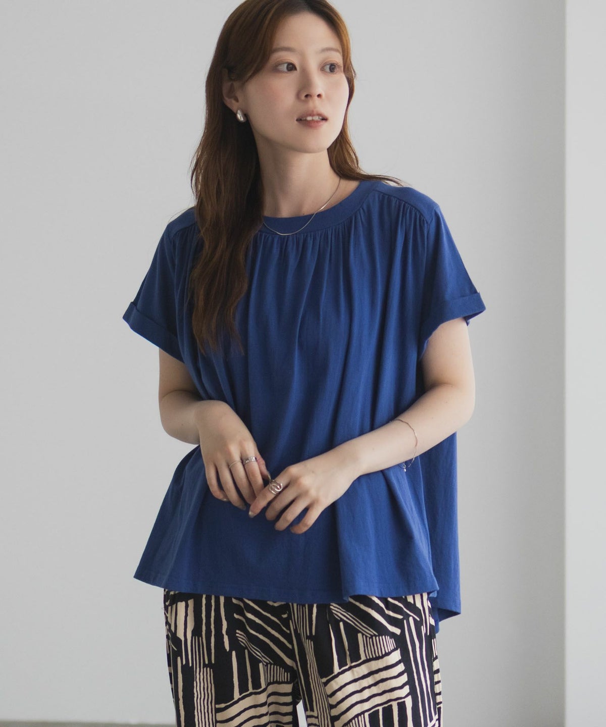 Howdy Marie インドファブリック ギャザーTシャツ レディース ネコポス 対応商品