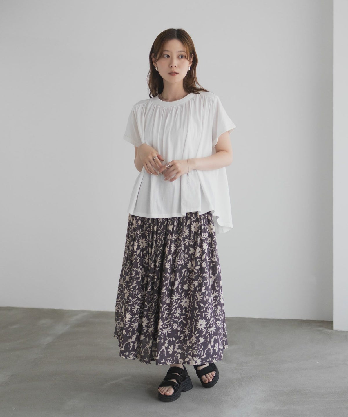 Howdy Marie インドファブリック ギャザーTシャツ レディース ネコポス 対応商品