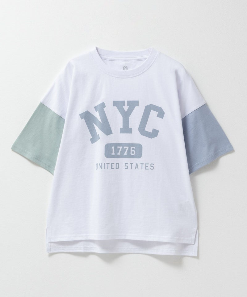 T-GRAPHICS  袖配色5分袖ビッグTシャツ キッズ メール便 対応商品商品画像-3