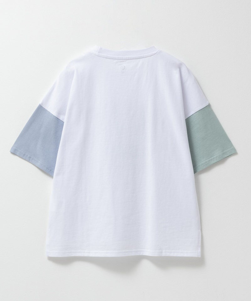 T-GRAPHICS  袖配色5分袖ビッグTシャツ キッズ メール便 対応商品商品画像-4