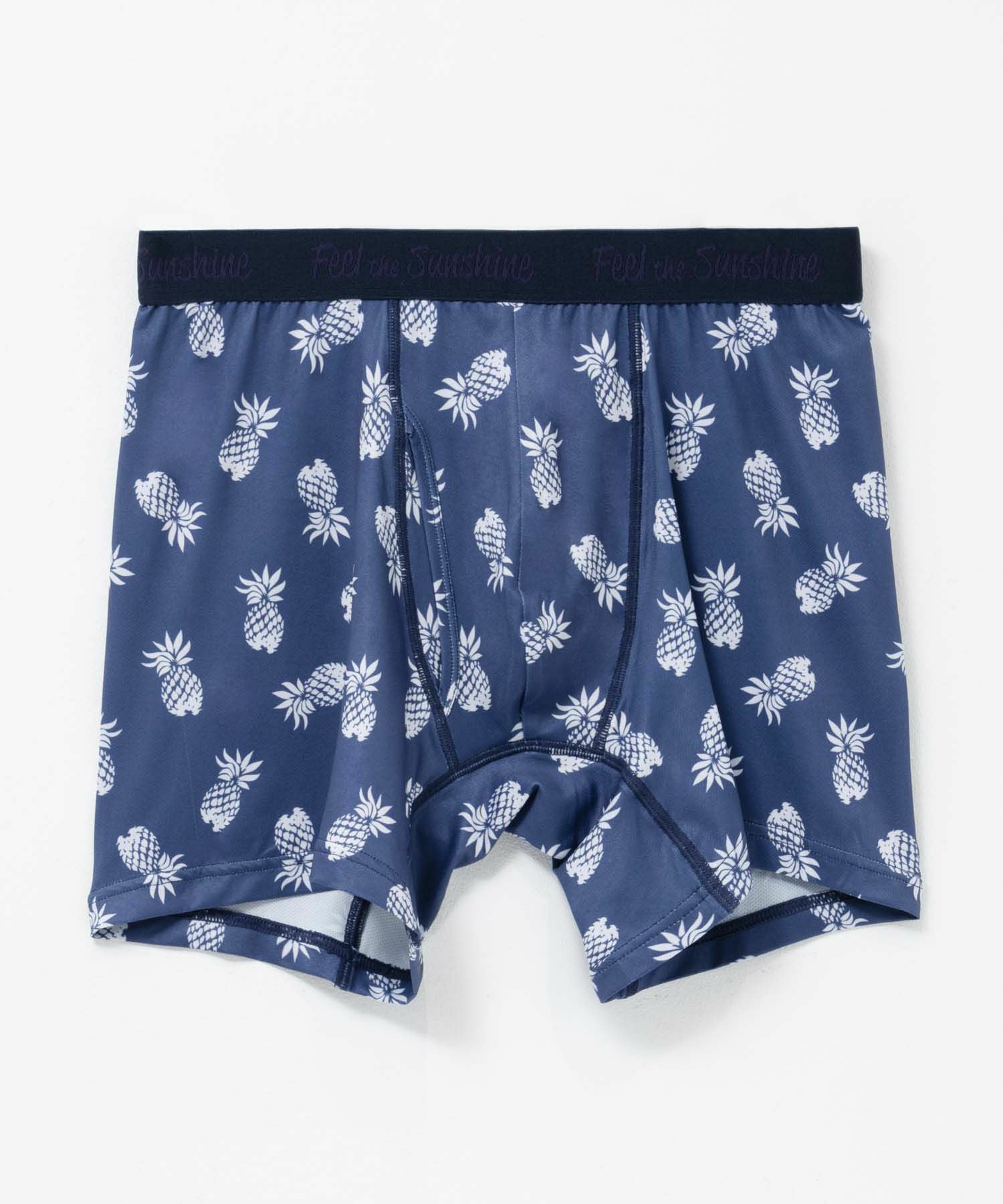 NAVY メッシュボクサーパンツ パイナップル柄 メンズ NAVY メッシュボクサーパンツ パイナップル柄 メンズ