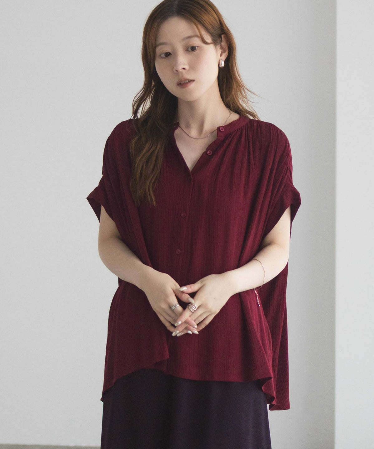 Howdy Marie インドファブリック ギャザーブラウス レディース