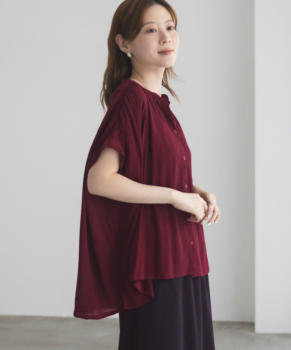 Howdy Marie インドファブリック ギャザーブラウス レディース